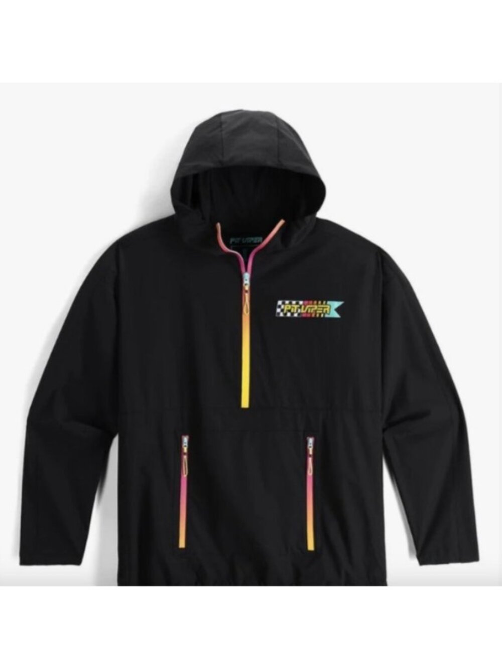 Pit Viper The Breezer Windbreaker Jacket S Black Multi-Color Zippers Hooded